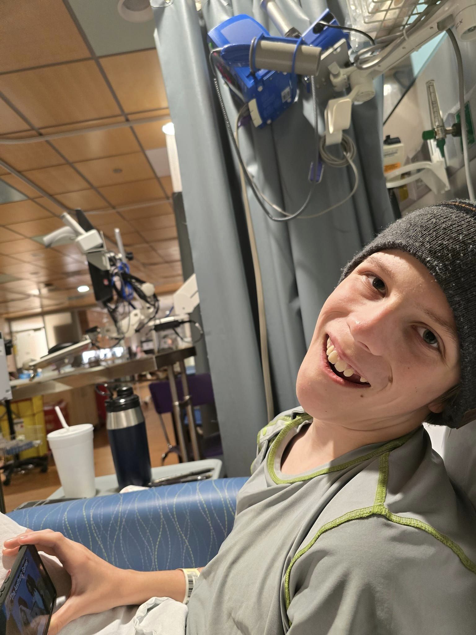 Asher during chemotherapy treatment, showing bravery and strength